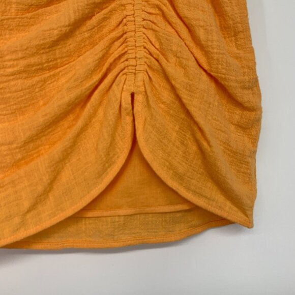 H&M Skirt Orange Crepe Gathered Ruched Mini Lined Summer NWT - Picture 4 of 8